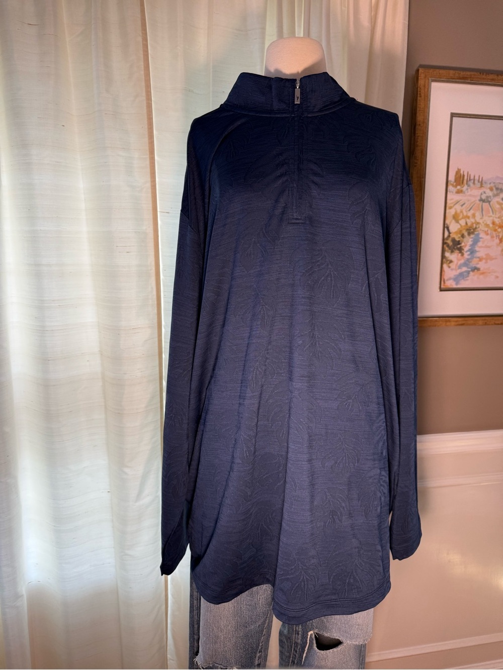 Tommy Bahama Island Zone Navy Half-Zip Pullover Shirt